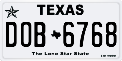TX license plate DOB6768