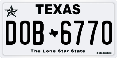 TX license plate DOB6770