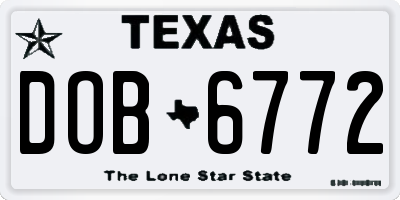 TX license plate DOB6772