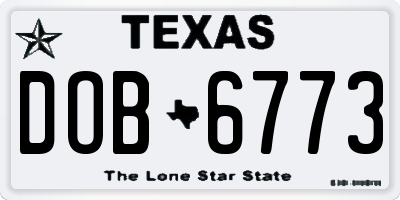 TX license plate DOB6773
