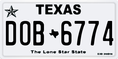 TX license plate DOB6774