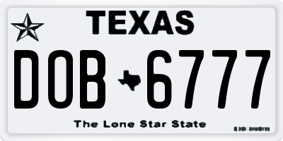 TX license plate DOB6777