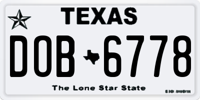 TX license plate DOB6778