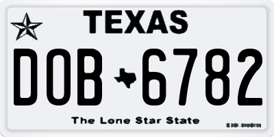 TX license plate DOB6782