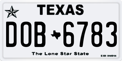 TX license plate DOB6783