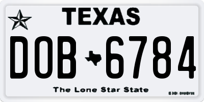 TX license plate DOB6784