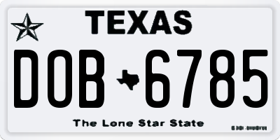 TX license plate DOB6785
