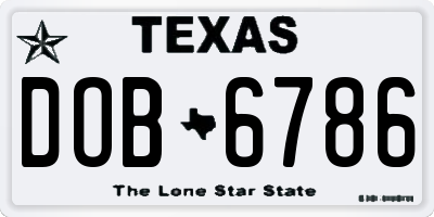 TX license plate DOB6786