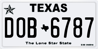 TX license plate DOB6787
