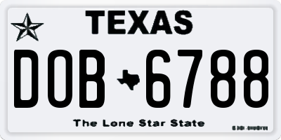 TX license plate DOB6788