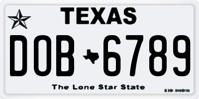 TX license plate DOB6789
