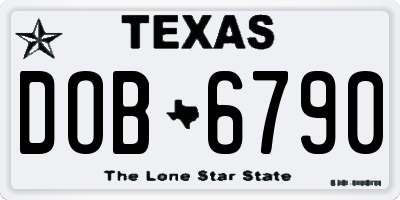 TX license plate DOB6790