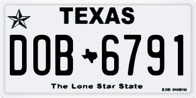 TX license plate DOB6791