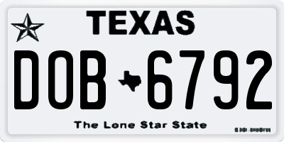 TX license plate DOB6792