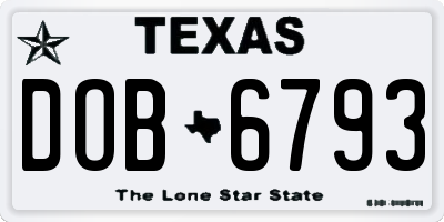 TX license plate DOB6793