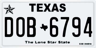 TX license plate DOB6794