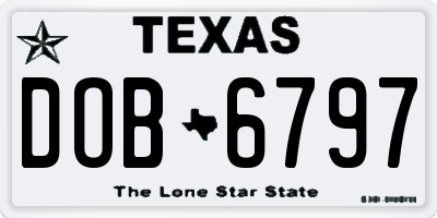 TX license plate DOB6797