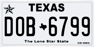 TX license plate DOB6799