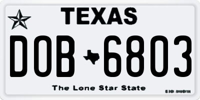 TX license plate DOB6803