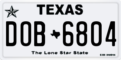 TX license plate DOB6804