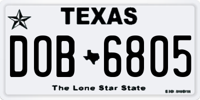 TX license plate DOB6805