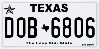 TX license plate DOB6806