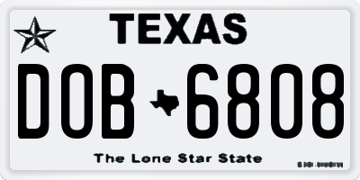 TX license plate DOB6808