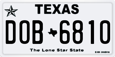 TX license plate DOB6810