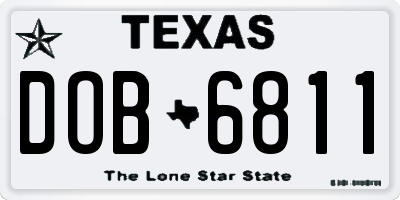 TX license plate DOB6811