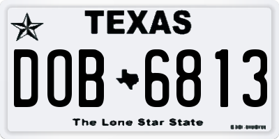 TX license plate DOB6813