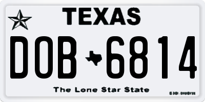 TX license plate DOB6814