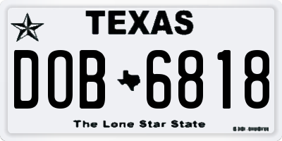 TX license plate DOB6818