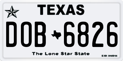 TX license plate DOB6826