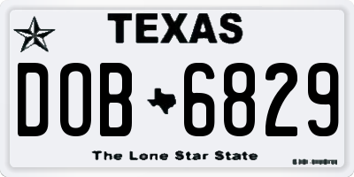 TX license plate DOB6829
