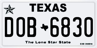 TX license plate DOB6830