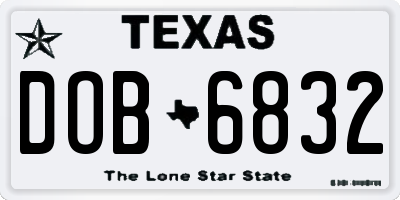 TX license plate DOB6832