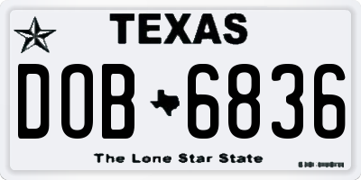 TX license plate DOB6836
