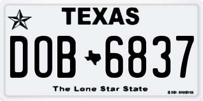TX license plate DOB6837