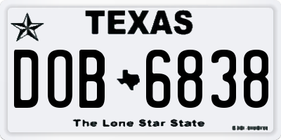TX license plate DOB6838