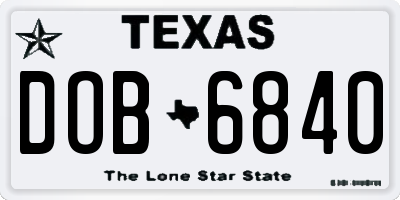 TX license plate DOB6840