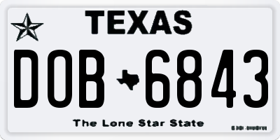 TX license plate DOB6843
