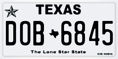 TX license plate DOB6845