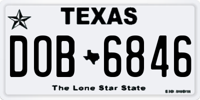 TX license plate DOB6846