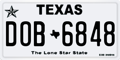 TX license plate DOB6848