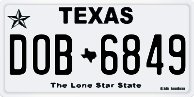 TX license plate DOB6849