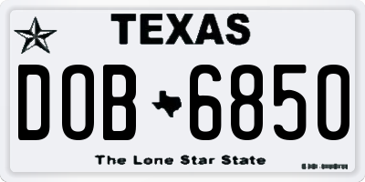 TX license plate DOB6850