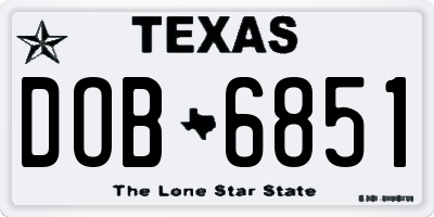 TX license plate DOB6851