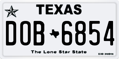 TX license plate DOB6854
