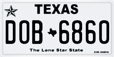 TX license plate DOB6860
