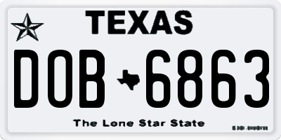 TX license plate DOB6863